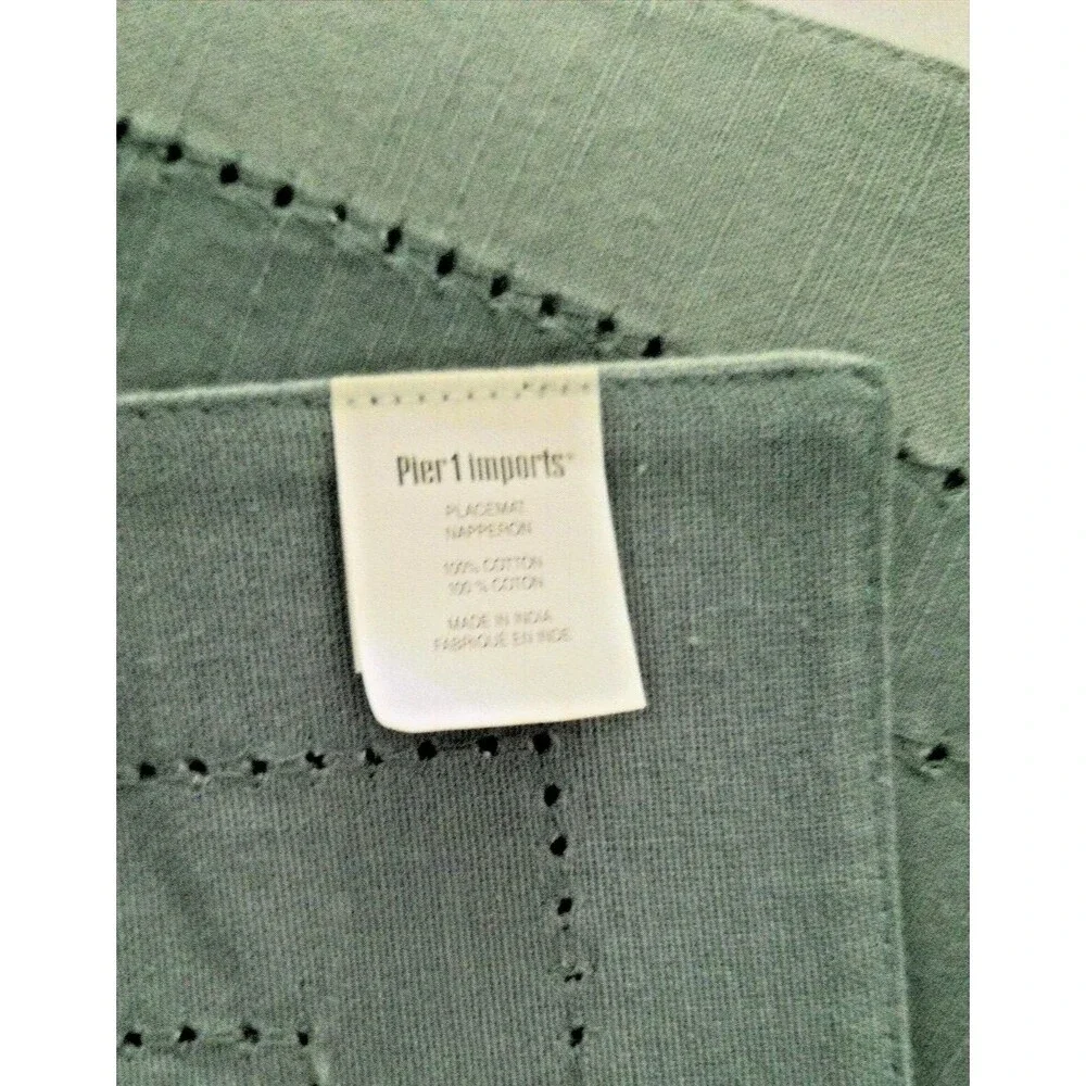 Pier 1 Placemats Fabric Two-Tone Blue Rectangular Cotton Set of 4 New Tags